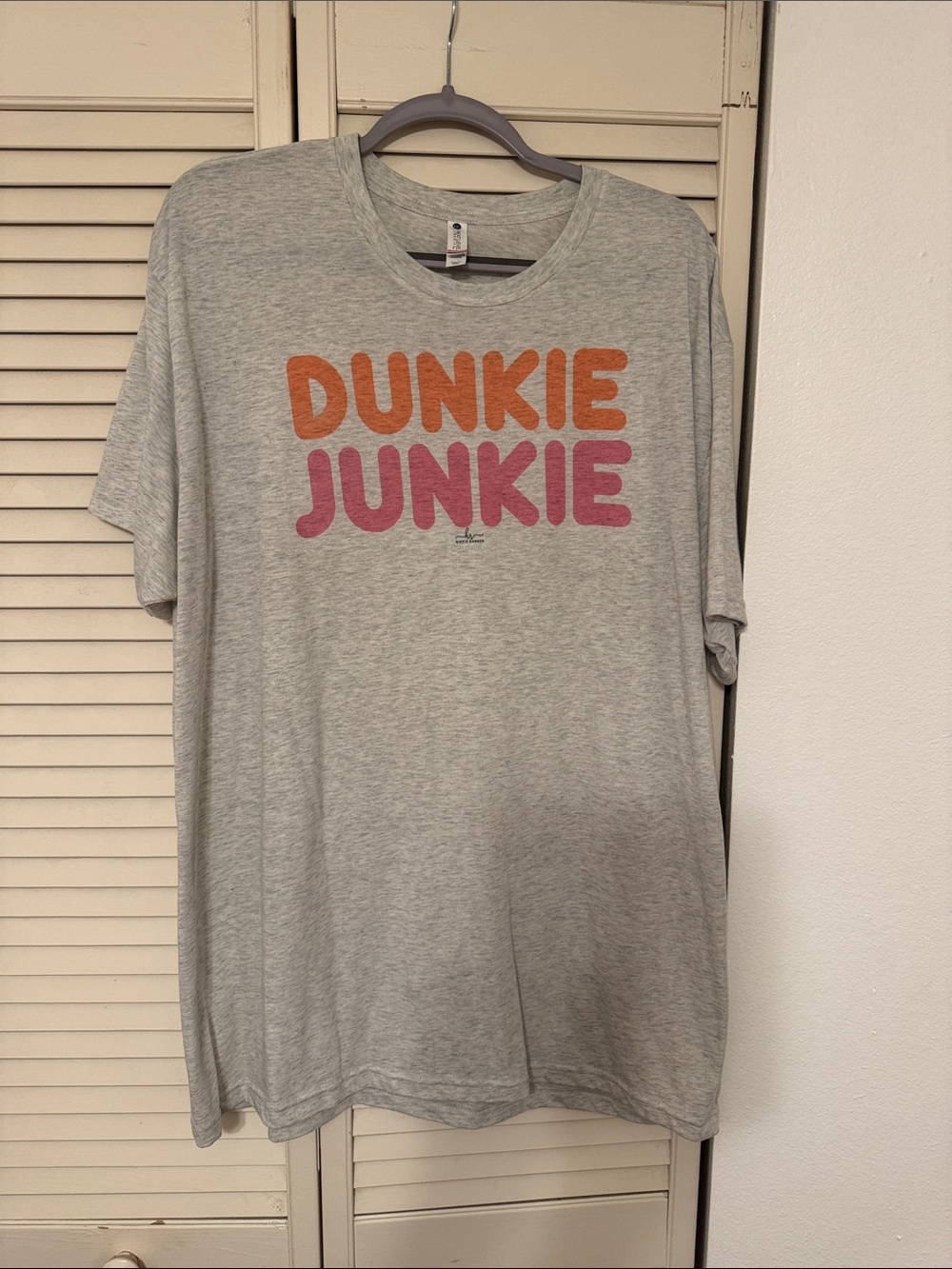 Next Level Apparel Light Heather Gray Tee with Red & Blue Tag Detail